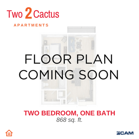 Floor plan for 2 beds, 2 baths, 868 sqft